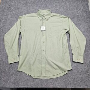 NWT LL Bean Shirt Chambray Easy Care Solid Green Long Sleeve Cotton Medium